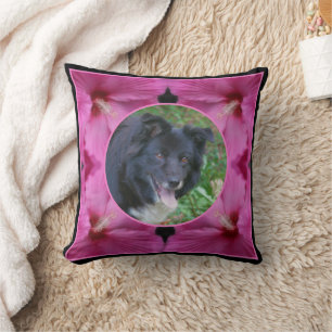 Hibiscus Flower Frame Create Your Own Pet Photo Cushion