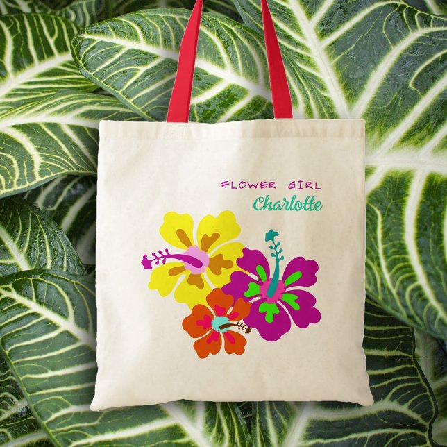 Hibiscus Flower Girl Bridal Party Personalised Tote Bag (Creator Uploaded)