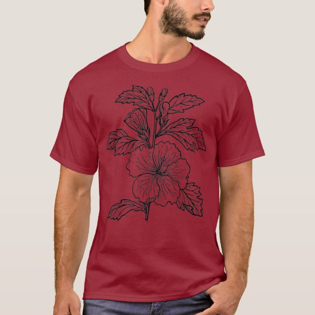Hibiscus Flower Graphic Florist T-Shirt (Front)