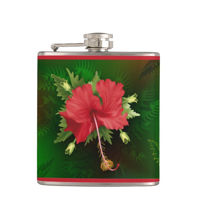 Hibiscus Flower Hip Flask (Front)