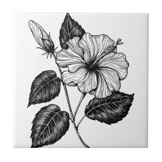 Hibiscus flower II Ceramic Tile (Front)