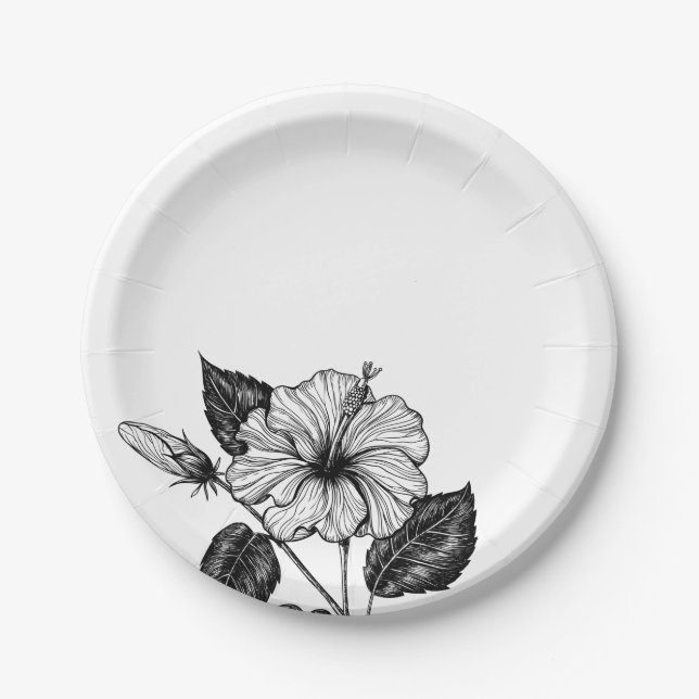 Hibiscus flower II Paper Plate (Front)