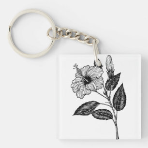 Hibiscus flower III Key Ring