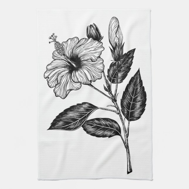 Hibiscus flower III Tea Towel (Vertical)