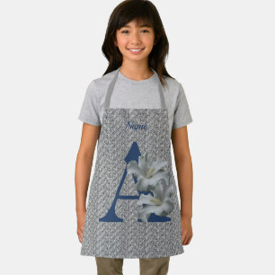 Hibiscus Flower Monogram Initial A Personalised Apron