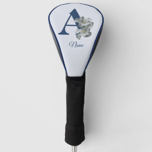 Hibiscus Flower Monogram Initial A Personalised Golf Head Cover