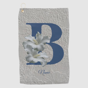 Hibiscus Flower Monogram Initial B Personalised Golf Towel
