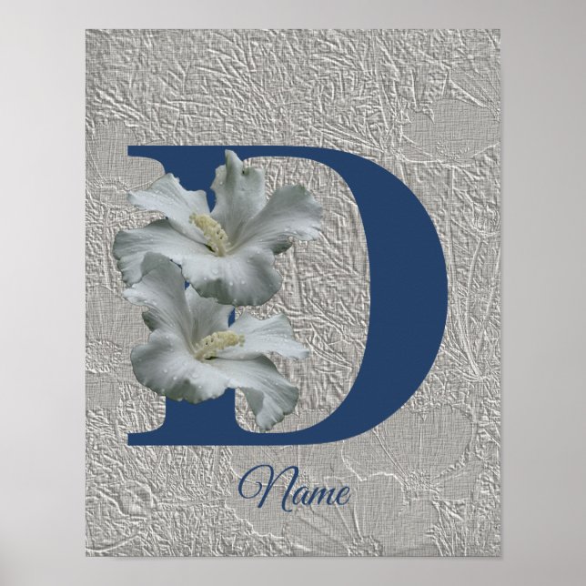 Hibiscus Flower Monogram Initial D Personalized Poster (Front)