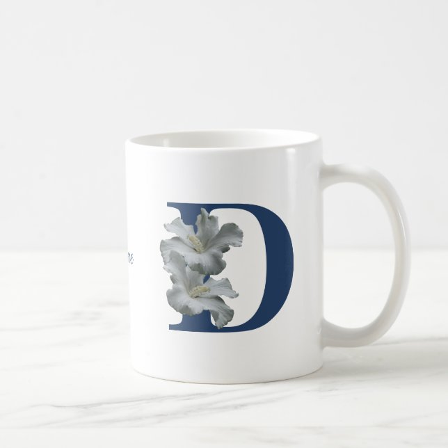 Hibiscus Flower Monogram Initial D Your Name Coffee Mug (Right)