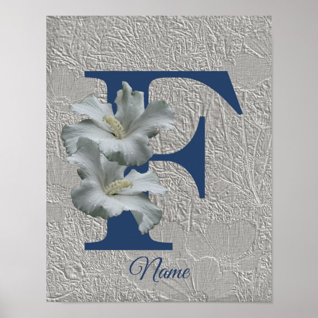 Hibiscus Flower Monogram Initial F Your Name   Poster (Front)
