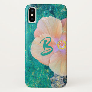 Hibiscus flower ocean water Hawaiian teal pink iPhone X Case
