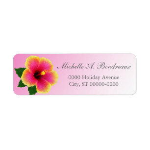 Hibiscus Flower on Pink Return Address Label