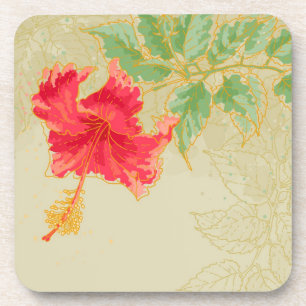 Hibiscus flower on toned background coaster