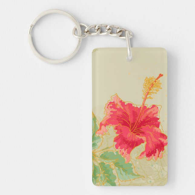 Hibiscus flower on toned background key ring (Front)