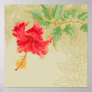 Hibiscus flower on toned background poster