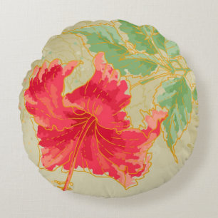 Hibiscus flower on toned background round cushion