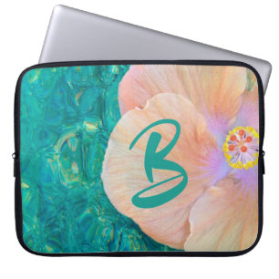 Hibiscus flower on turquoise water 15" laptop laptop sleeve