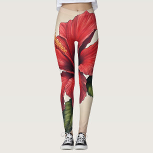 Hibiscus Flower Pattern All-Over-Print Leggings