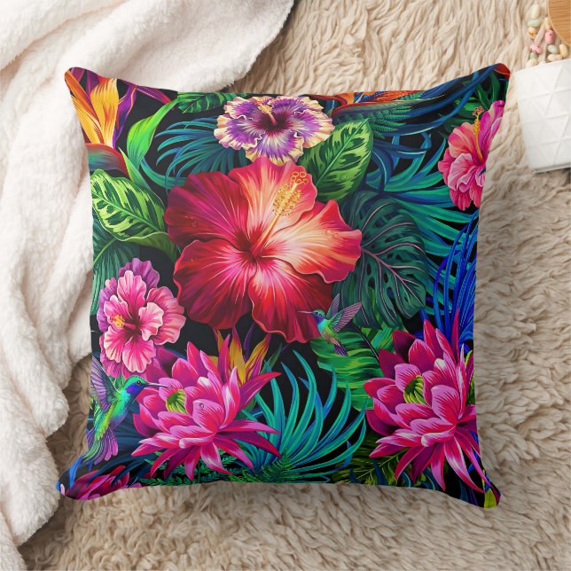 hibiscus flower pattern drawing cushion (Blanket)
