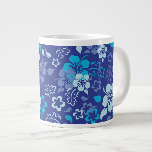 Hibiscus Flower Pattern Glass Jumbo Mug (Front Right)