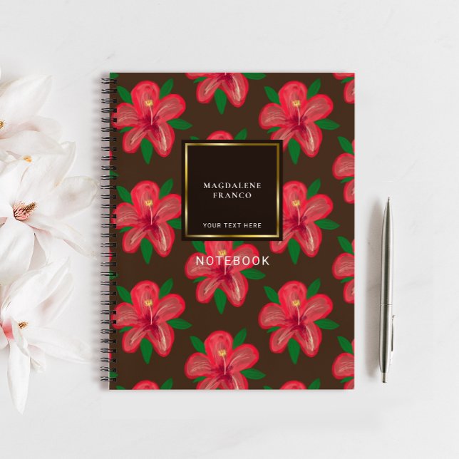 Hibiscus Flower Pattern Monogram Luxurious Notebook (Creator Uploaded)