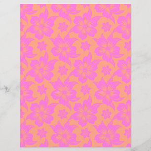 Hibiscus Flower pink and orange scrapbook paper