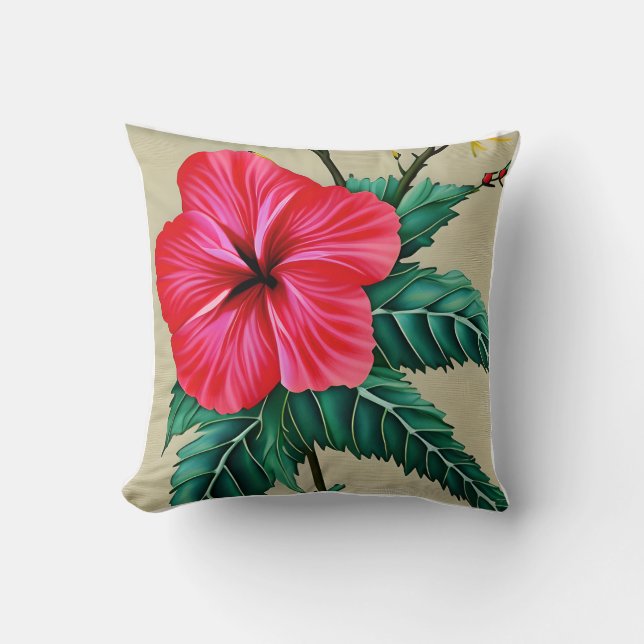 Hibiscus Flower Puff Pillow (Front)