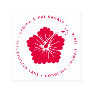 Hibiscus Flower Return Address Hawaii Tropical Self-inking Stamp