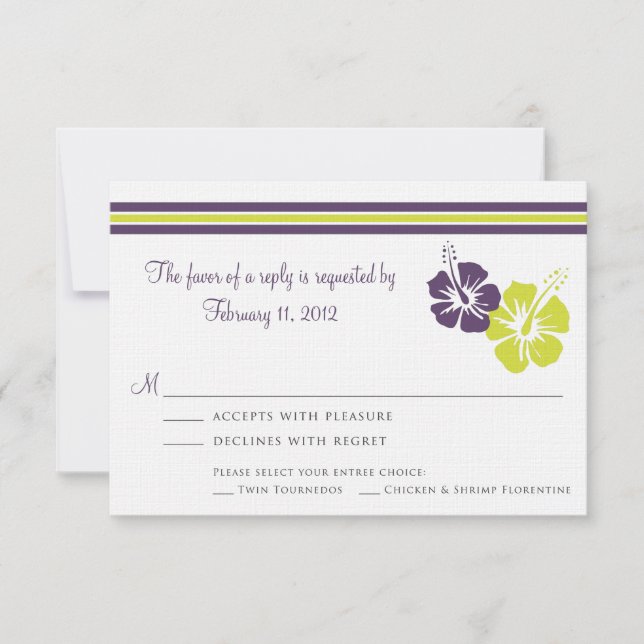 Hibiscus Flower RSVP Wedding Card (Front)