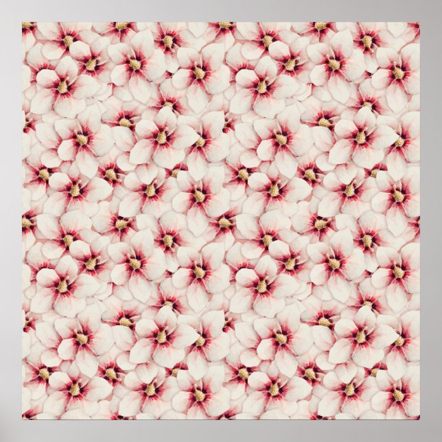 Hibiscus flower seamless pattern poster (Front)