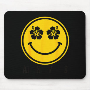 Hibiscus flower smile aloha hawaii happy face mouse pad