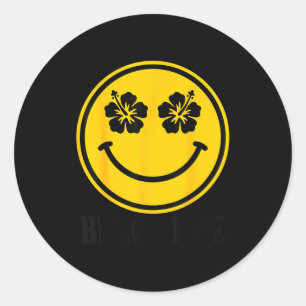 Hibiscus flower smile beach life hawaii summer classic round sticker
