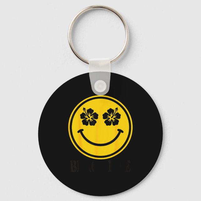 Hibiscus flower smile beach life hawaii summer key ring (Front)