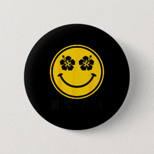 Hibiscus flower smile beach vibes summer happy 6 cm round badge