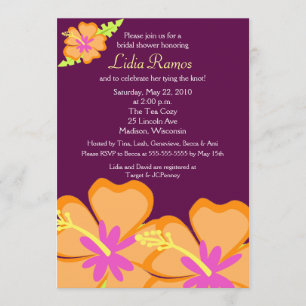 Hibiscus Flower Tropical 5x7 Bridal Shower Invite