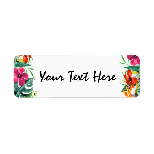 Hibiscus Flower Tropical Paradise Hawaiian Floral Return Address Label