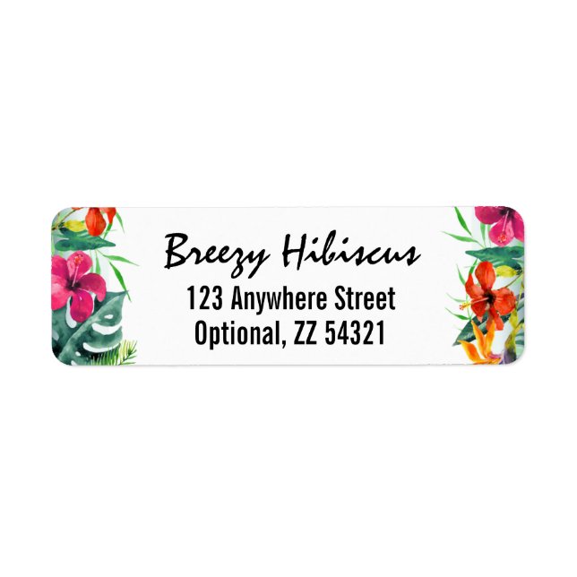 Hibiscus Flower Tropical Paradise Return Address Label (Front)
