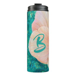 Hibiscus flower turquoise ocean water Hawaiian Thermal Tumbler