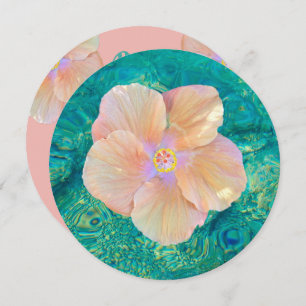 Hibiscus flower turquoise pink water Hawaiian Invitation