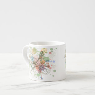 Hibiscus flower & watercolor background espresso cup