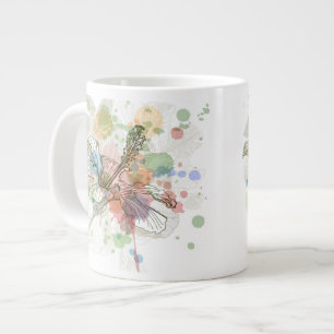 Hibiscus flower & watercolor background large coffee mug
