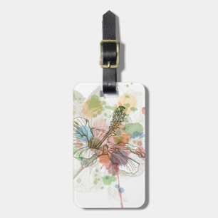 Hibiscus flower & watercolor background luggage tag
