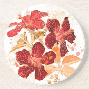 Hibiscus flower - watercolor paint 2 coaster