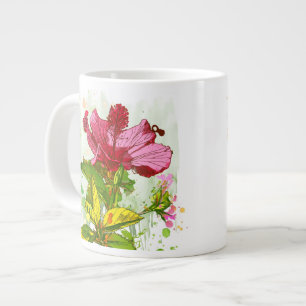 Hibiscus flower - watercolor paint large coffee mug