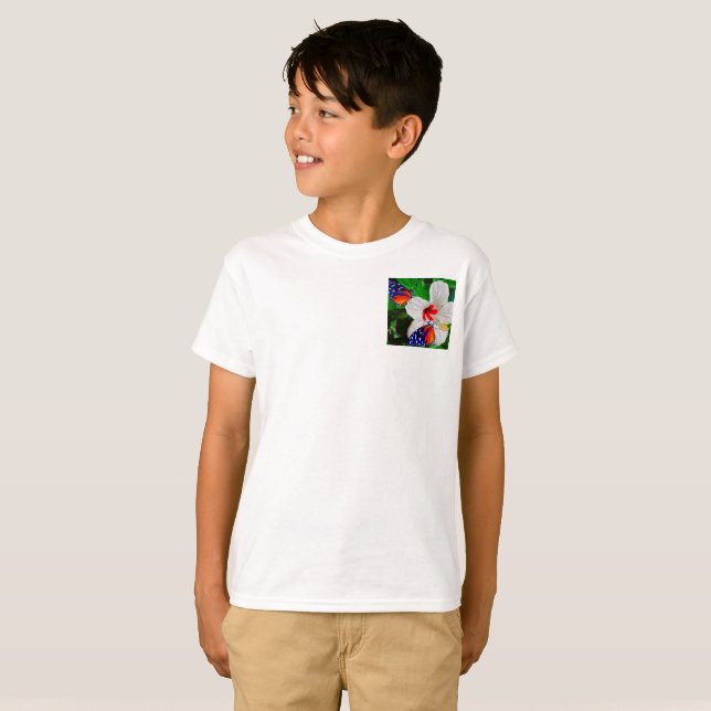 Hibiscus flower with 2 Tiger Basic Dark T-Shirt (Front Full)