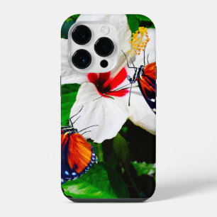 Hibiscus flower with 2 Tiger Longwing butterflies iPhone 14 Pro Case