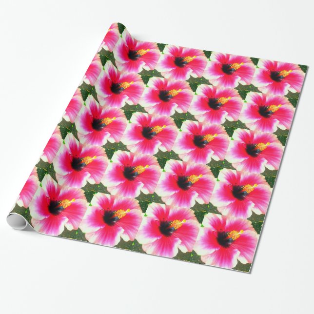 Hibiscus flower wrapping paper (Unrolled)
