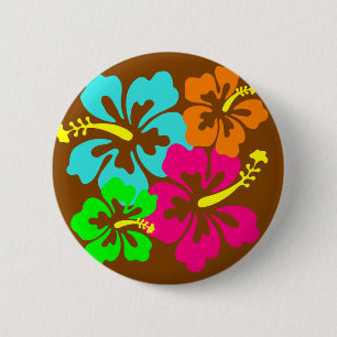 Hibiscus flowers 6 cm round badge