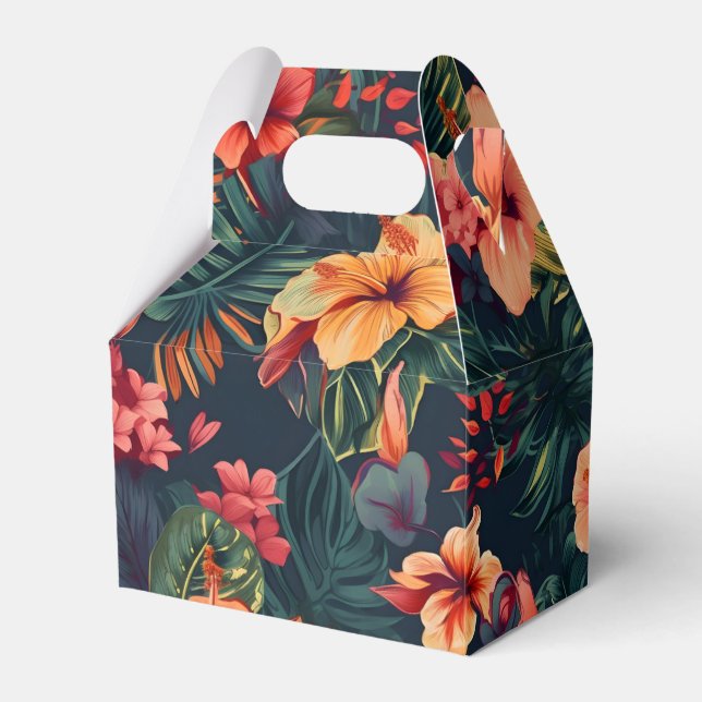 Hibiscus Flowers, A Tropical Floral Pattern Favour Box (Front Side)
