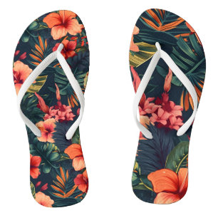 Hibiscus Flowers, A Tropical Floral Pattern Thongs